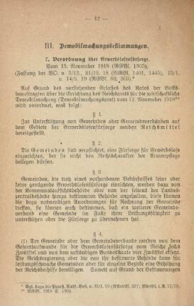 7. Verordnung über Erwerbslosenfürsorge. Vom 13. November 1918 (RGBl. 1305)