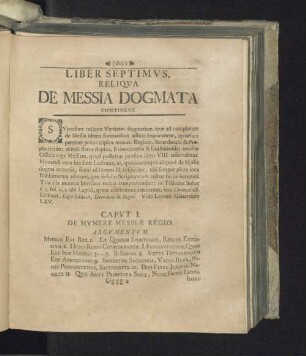 Liber septimus reliqua de messia dogmata continens.