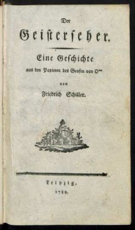 Der Geisterseher : Eine Geschichte aus den Papieren des Grafen von O**