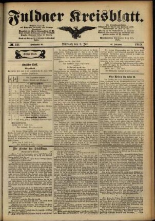 Erste Ausgabe vom Mittwoch, den 06. Juli 1910.