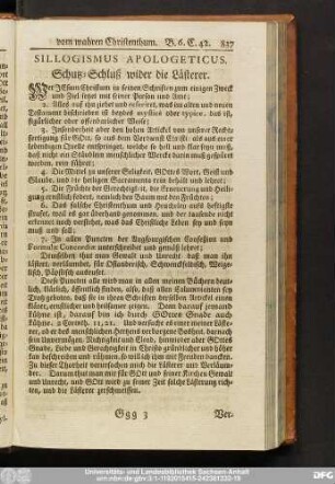 Sillogismus Apologeticus. Schutz-Schluß wider die Lästerer.