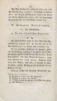 B. Besondere Verrichtungen.