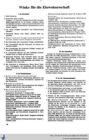 Winke für die Einwohnerschaft, Sehenswertes, Erklärungen der Zeichen und Abkürzungen.