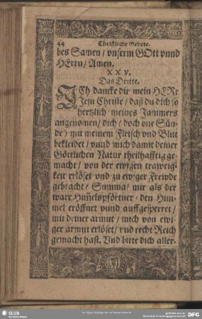 XXV. [Drey Gebet, von der Menschwerdung Christi.] Das Dritte