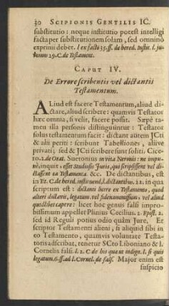 Caput IV. De Errore scribentis vel dictantis Testamentum