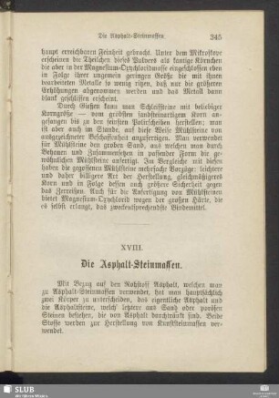 XVIII. Die Asphalt-Steinmassen