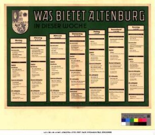 Originaltitel: Was bietet Altenburg in dieser Woche 27. Juni bis 3. Juli 1949 Mitgeteilt vom Städtischen Kulturamt Altenburg