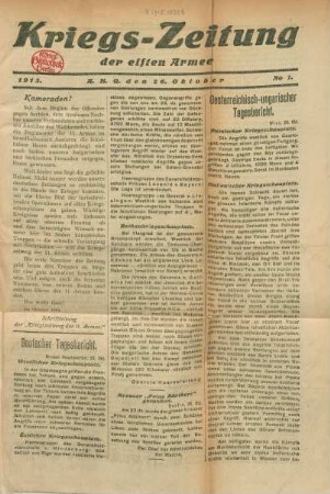 1915: Kriegs-Zeitung der Elften Armee