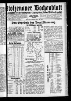 Stolzenauer Wochenblatt : Uchter Anzeiger : amtliches Kreisblatt für den Kreis Nienburg/Weser : Heimatblatt und Tageszeitung für den ehem. Kreis Stolzenau