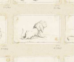 Sitzender Löwe nach rechts, Blatt 7 der Folge "Receuil de lions"