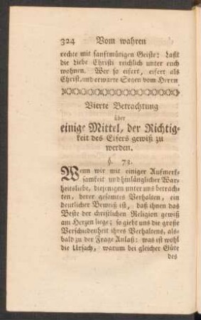 Vierte Betrachtung über einige Mittel, der Richtigkeit des Eifers gewiß zu werden.