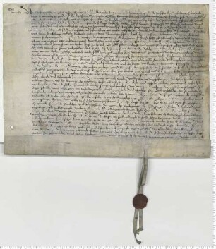 Eheberedung des Bürgers Peter Jordens und Margareten, der Witwe des Henning Hermens; besiegelt durch die Ratsmannen Stoterogge und Borcholte.