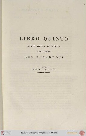 Libro quinto: Stato della scultura net tempo del Bonarroti