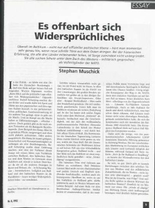 Es offenbart sich Widersprüchliches