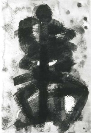 Kinder, Hans: Figur. 1965. Aquarell, Deckfarben auf Wasserfarben; 50,6 x 34,8 cm. Dresden: Kupferstich-Kabinett C 1965-70, BAE 490