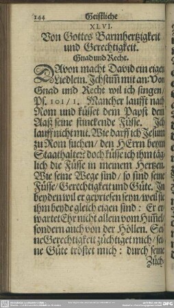 XLVI. Von Gottes Barmhertzigkeit und Gerechtigkeit