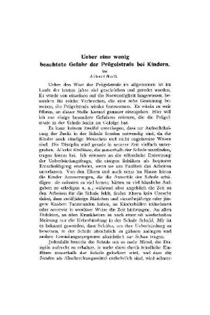 Ueber eine wenig beachtete Gefahr der Prügelstrafe bei Kindern