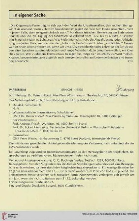 In eigener Sache