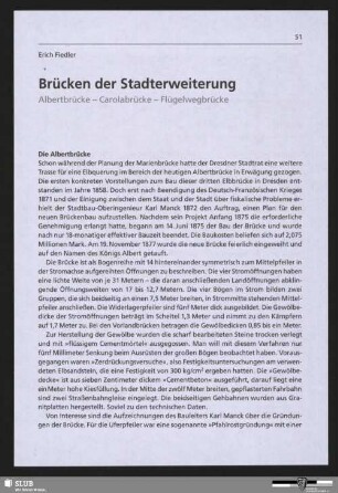Brücken der Stadterweiterung - Albertbrücke - Carolabrücke - Flügelwegbrücke