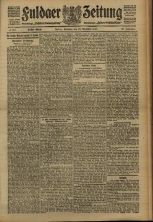 Erste Ausgabe vom Samstag, den 10. Dezember 1910.