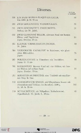 Diverses (Nr. 209-219)