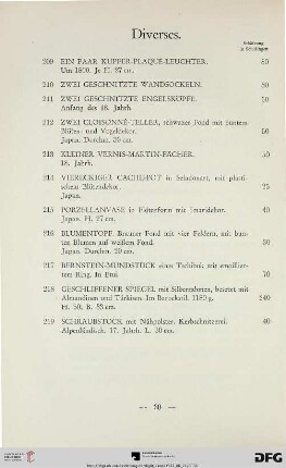 Diverses (Nr. 209-219)