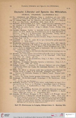 Deutsche Litteratur und Sprache des Mittelalters (Nr. 111 - 190)