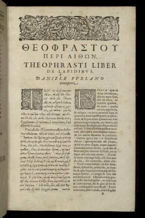 Theophrasti Liber De Lappidibus.