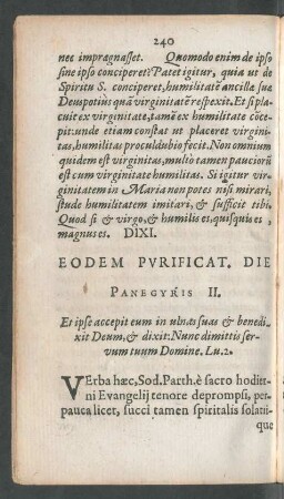 Eodem Purificat. Die Panegyris II