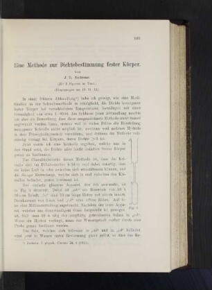 Eine Methode zur Dichtebestimmung fester Körper.