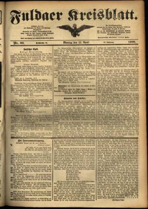 Ausgabe vom Montag, den 13. April 1908.