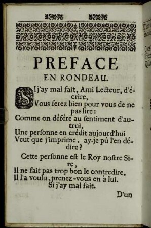 Preface En Rondeau