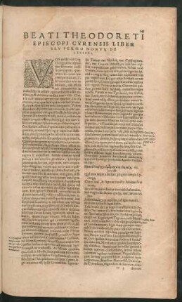 Beati Theodoreti Episcopi Cyrensis Liber Seu Sermo Nonus, De Legibus.