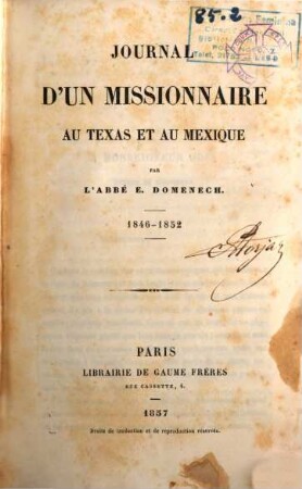 Journal d'un Missionnaire au Texas et au Mexique
