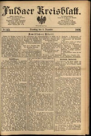 Erste Ausgabe vom Dienstag, den 08. Dezember 1896.