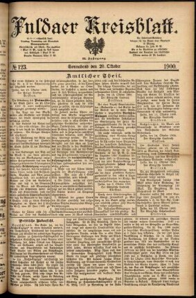 Erste Ausgabe vom Samstag, den 20. Oktober 1900.
