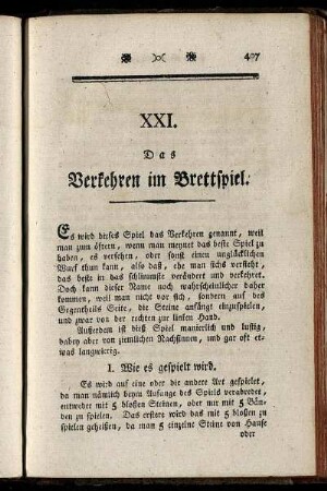 XXI. Das Verkehren im Brettspiel.