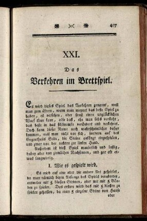 XXI. Das Verkehren im Brettspiel.