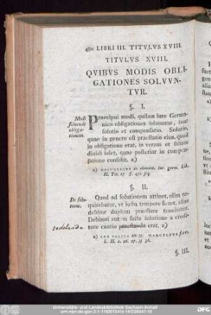 Titulus XVIII. Quibus Modis Obligationes Solvuntur.