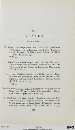 XII. Gläser (Nr. 826-833)