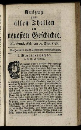 XL. Stück. Cob. den 29. Sept. 1756.