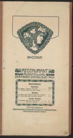 Karte der Getränke : [Restaurant Ausstellung der Künstlerkolonie 1901] ; ein Dokument deutscher Kunst ; die Ausstellung der Künstlerkolonie in Darmstadt