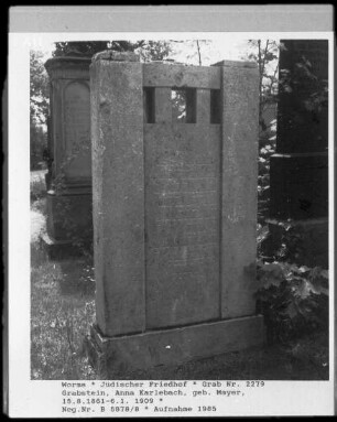 Grabstein von Anna Karlebach, geborene Mayer (+ 1909.01.06)