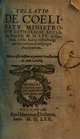 Corollarium de coelibatu