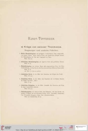 Kunst-Töpfereien (Nr. 1 - 405)