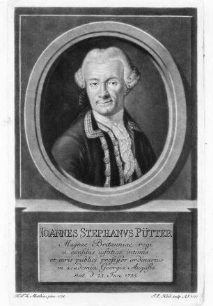 Bildnis Johann Stephan Pütter (1725-1807), 1744-1746 Privatdozent für deutsche Reichsgeschichte in Marburg