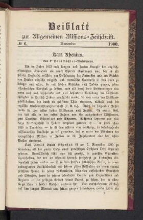 Beiblatt N° 6. November 1900