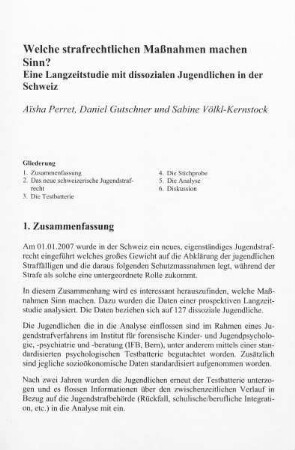 317-328, Welche strafrechtlichen Maßnahmen machen Sinn? Eine Langzeitstudie mit dissozialen Jugendlichen in der Schweiz