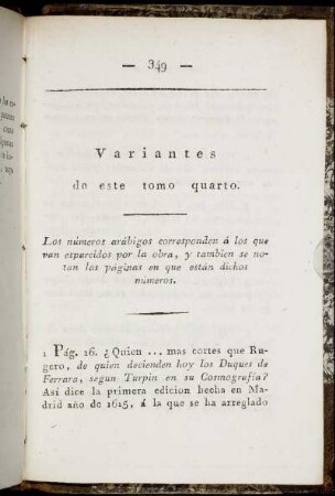 Variantes de este tomo quarto.