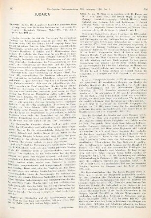 345 [Rezension] Horowitz, Charles, Der Jerusalemer Talmud in deutscher Übersetzung, I: Bekaroth